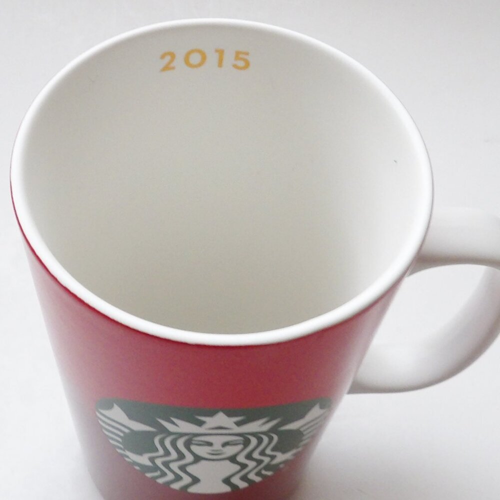 Starbucks 2015 Tall Red Holiday Coffee Latte Mug Cup 16 fl. Oz. - Picture 7 of 10